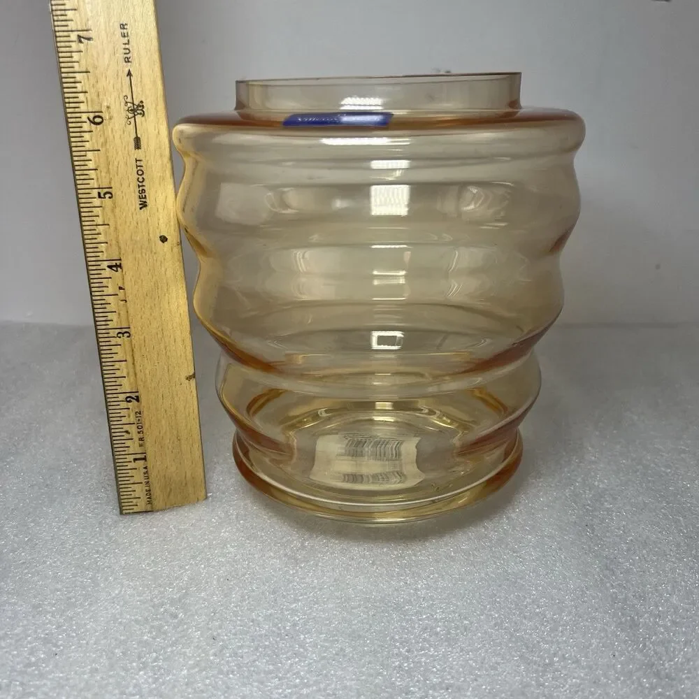 Villeroy & Boch Vase Signed MCM Ember / Peach Hand blown Glass Beehive 5.5